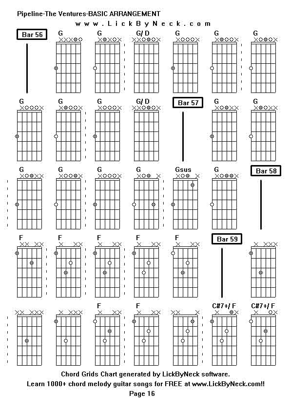 Chord Grids Chart of chord melody fingerstyle guitar song-Pipeline-The Ventures-BASIC ARRANGEMENT,generated by LickByNeck software.